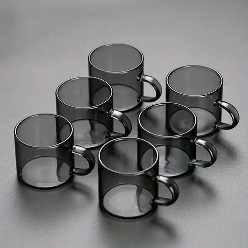 6 Pcs 100ml Black Teacups for Home and Office Use