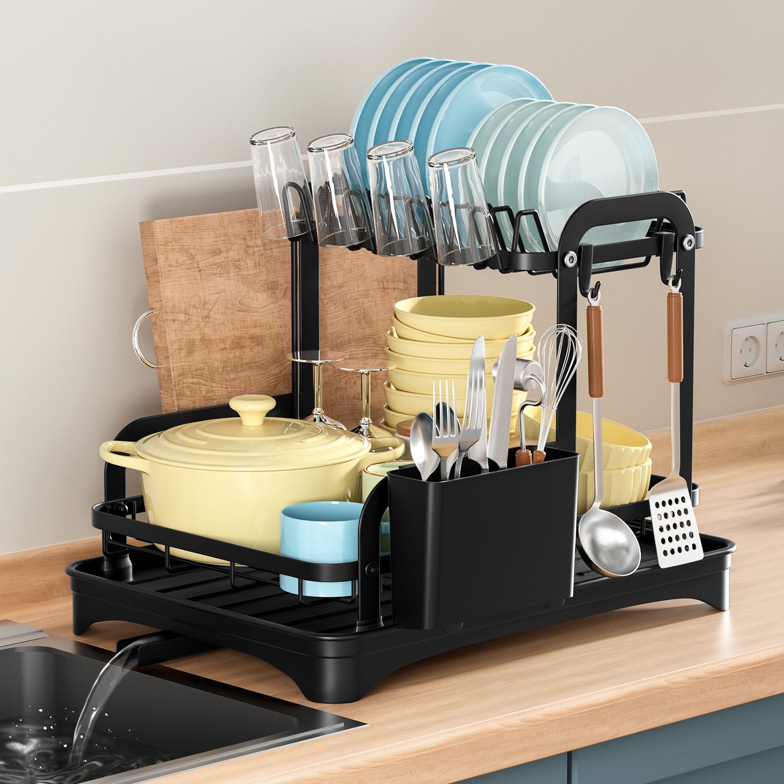 Narrow Kitchen Storage Rack for Bowls and Plates
